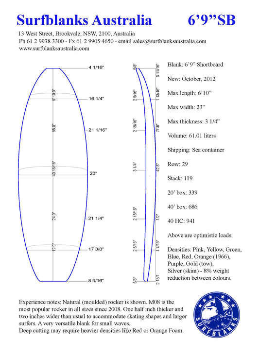 PU 6'9" Shortboard