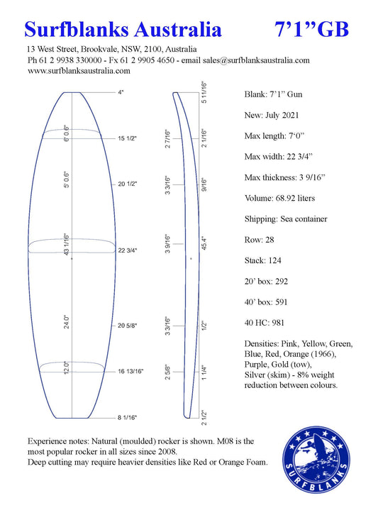 PU 7'1" Shortboard/ Minigun