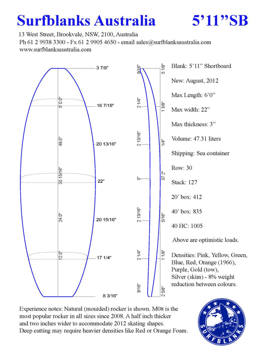 PU 5'11" Shortboard
